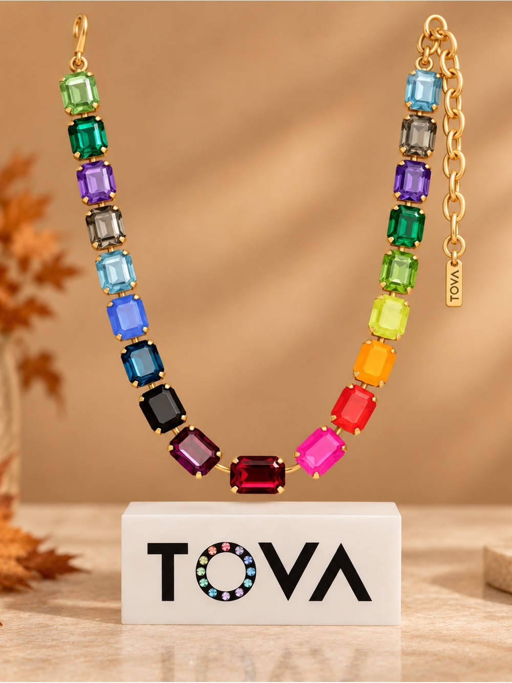 TOVA Jabari Necklace 
Emerald-Cut Crystal stones..